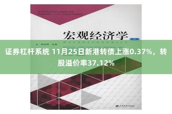 证券杠杆系统 11月25日新港转债上涨0.37%，转股溢价率37.12%