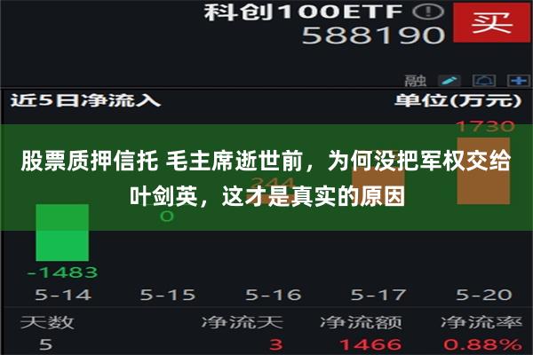 股票质押信托 毛主席逝世前，为何没把军权交给叶剑英，这才是真实的原因