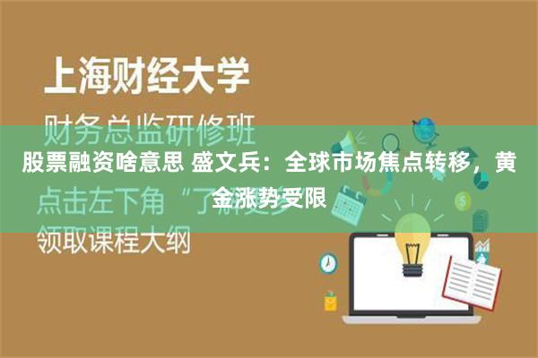 股票融资啥意思 盛文兵：全球市场焦点转移，黄金涨势受限